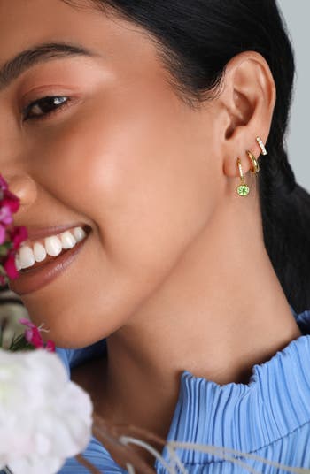 14K Gold Beveled Edge Huggie Hoop Earrings