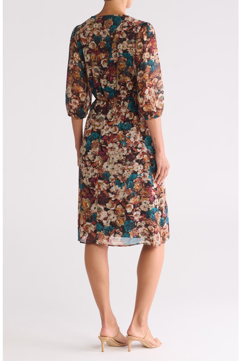 Floral Empire Waist Midi Dress, Alternate, color, MALLARD