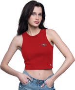 STARTER Women's Starter  Scarlet San Francisco 49ers Show Up Cropped Tank Top