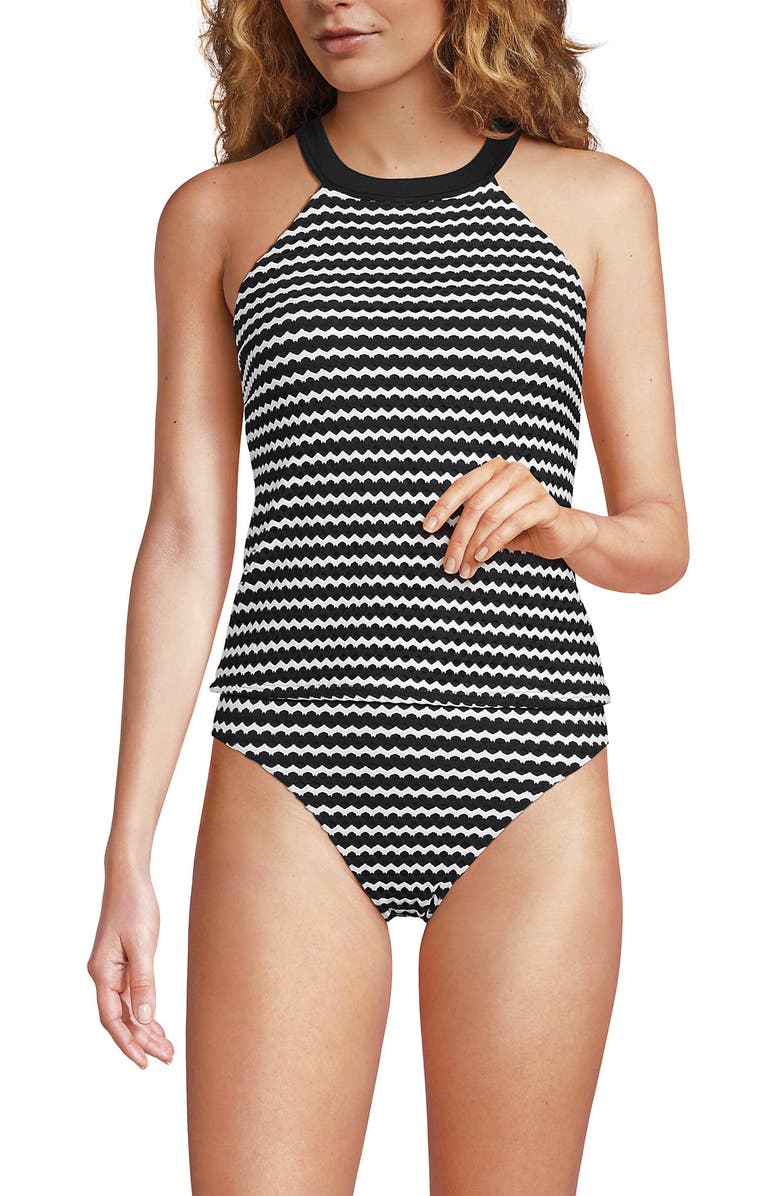 Lands' End Crochet High Neck Tankini Top, Alternate, color, 