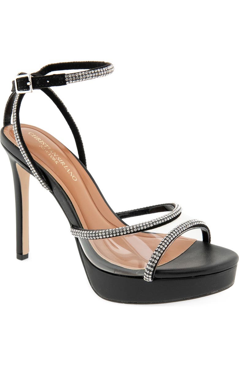 Christian Siriano Nicola Ankle Strap Platform Sandal, Main, color, Clear/ Black