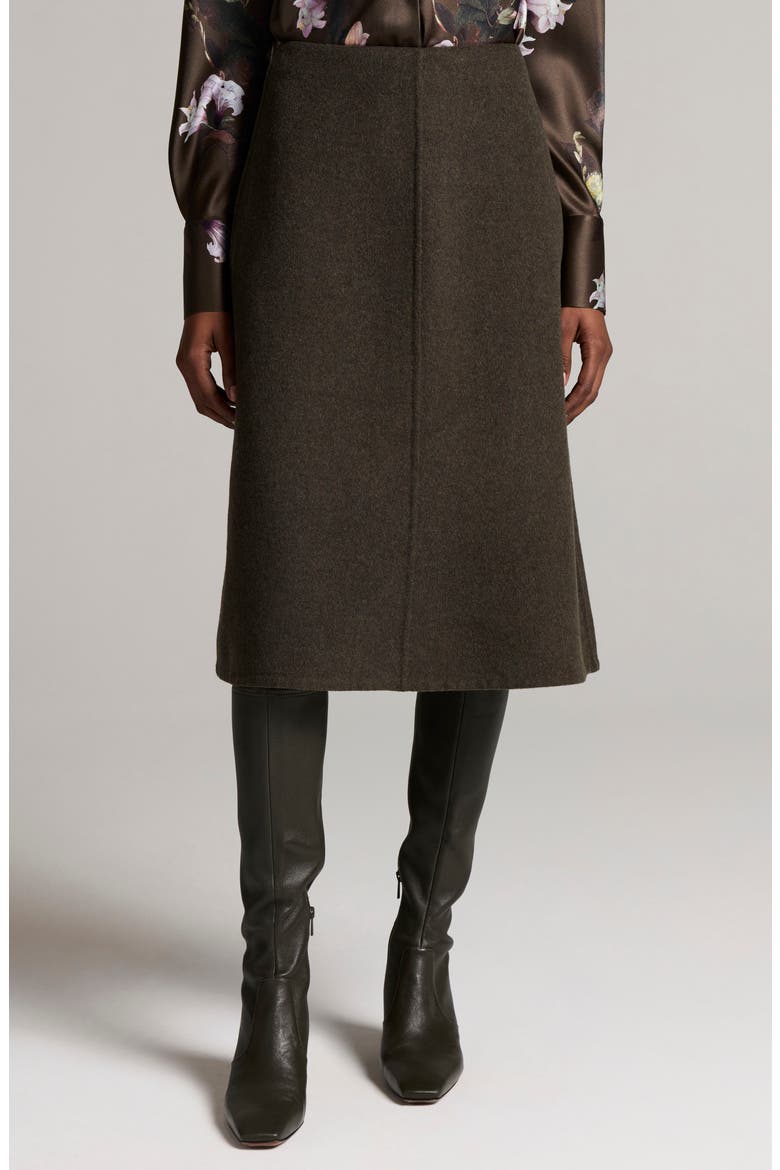 Wool Blend A-Line Skirt, Alternate, color, DARK MOSS
