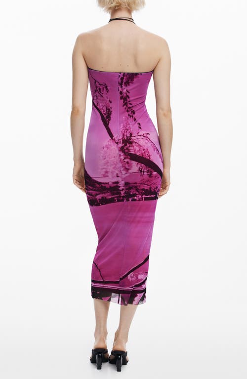 Desigual Bandeau Body-con Midi Dress In Purple