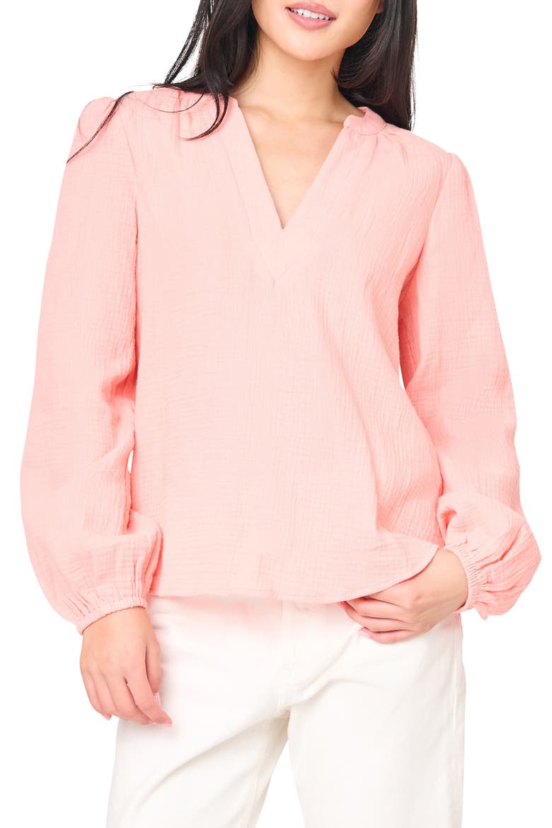 Cotton Gauze Blouse, Main, color, PEACH