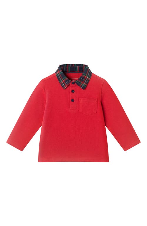 Andy & Evan Long Sleeve Stretch Cotton Polo & Drawstring Pants Set In Multi