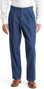 Berle Pleated Self Sizer Waist Flat Front Denim Trousers