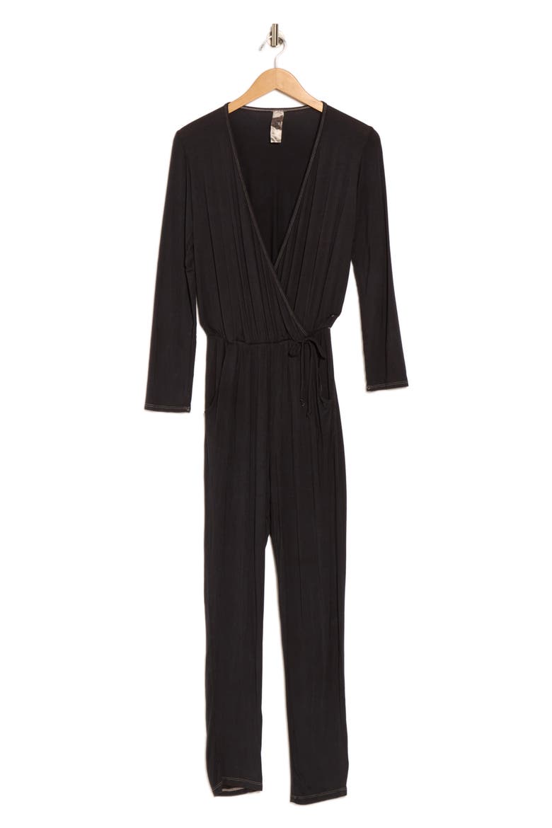 Long Sleeve Tie Waist Jumpsuit, Alternate, color, DEJA BLUE