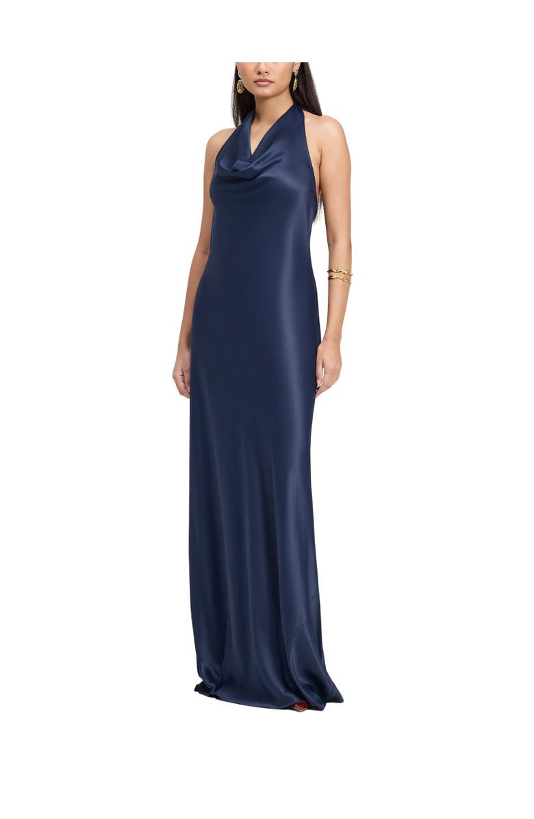 Ghost London Elara Cowl Front Satin Maxi Dress, Alternate, color, Navy