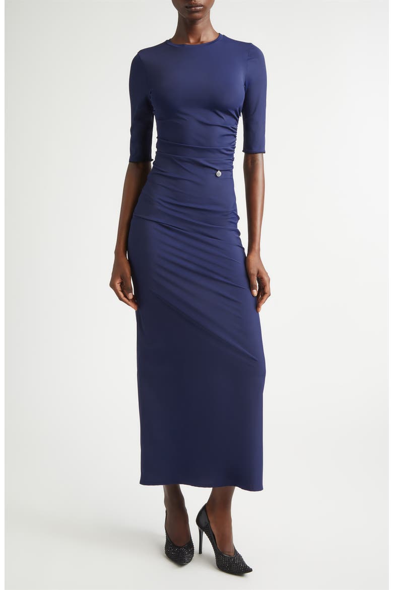 Fluid Long Jersey Dress, Main, color, INDIGO