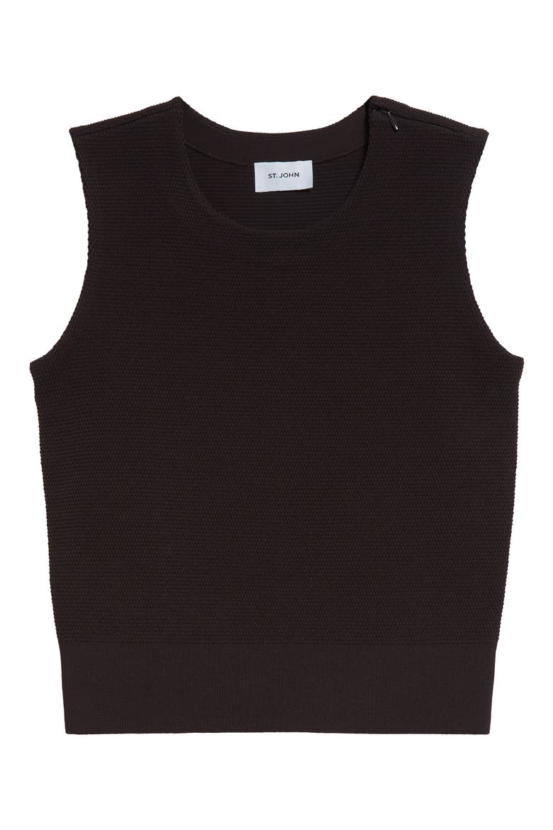 Sleeveless Piqué Sweater, Alternate, color, MOCHA