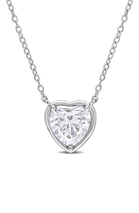 Created Moissanite Heart Pendant Necklace