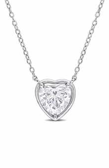 DELMAR Created Moissanite Heart Pendant Necklace