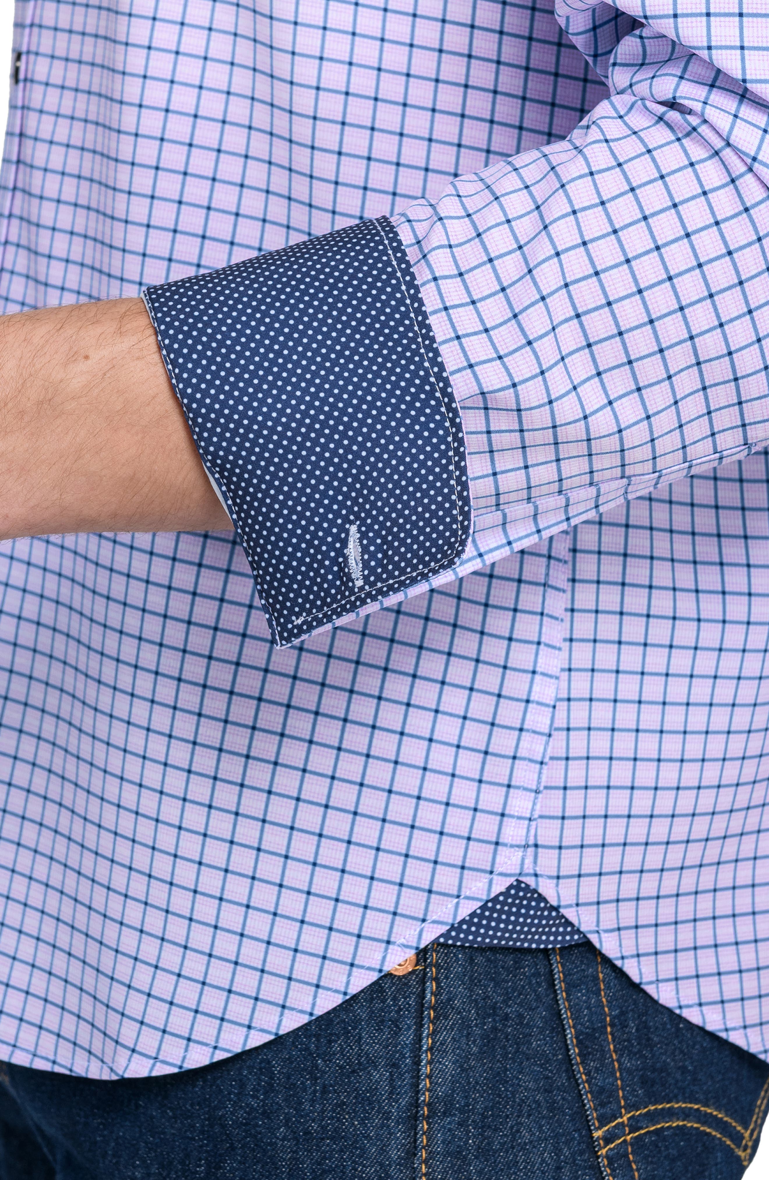CONSTRUCT Grid Print Stretch Dress Shirt (Men) | Nordstromrack