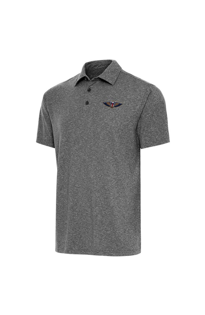 ANTIGUA Men's Antigua Heather Black New Orleans Pelicans Par Polo, Main, color, Heather Black