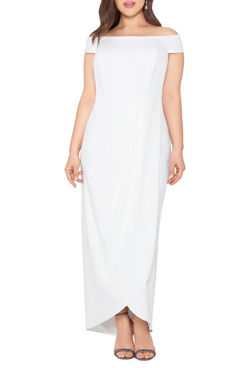Xscape Tulip Hem Gown, Main, color, IVORY