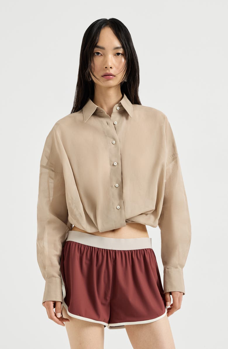 Brunello Cucinelli Organza shirt, Alternate, color, Beige