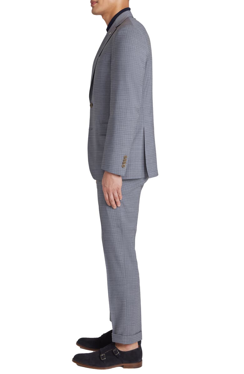 Jack Victor Dean Soft Constructed Plaid Stretch Wool Suit, Alternate, color, Grey