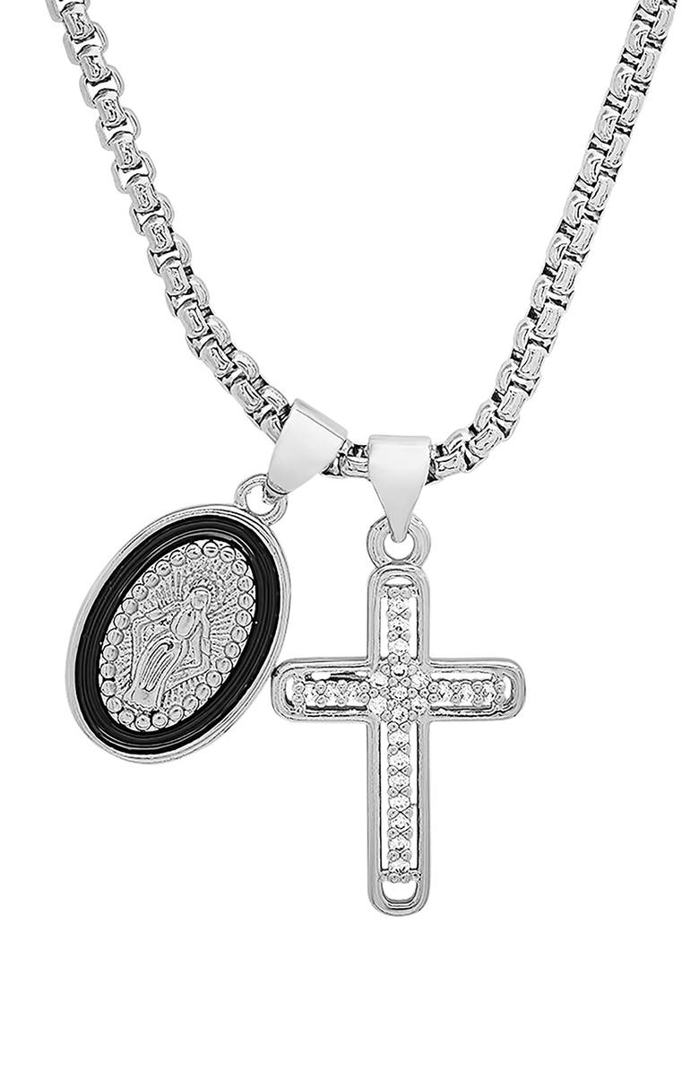 HMY JEWELRY Crystal Cross Necklace, Main, color, Metallic