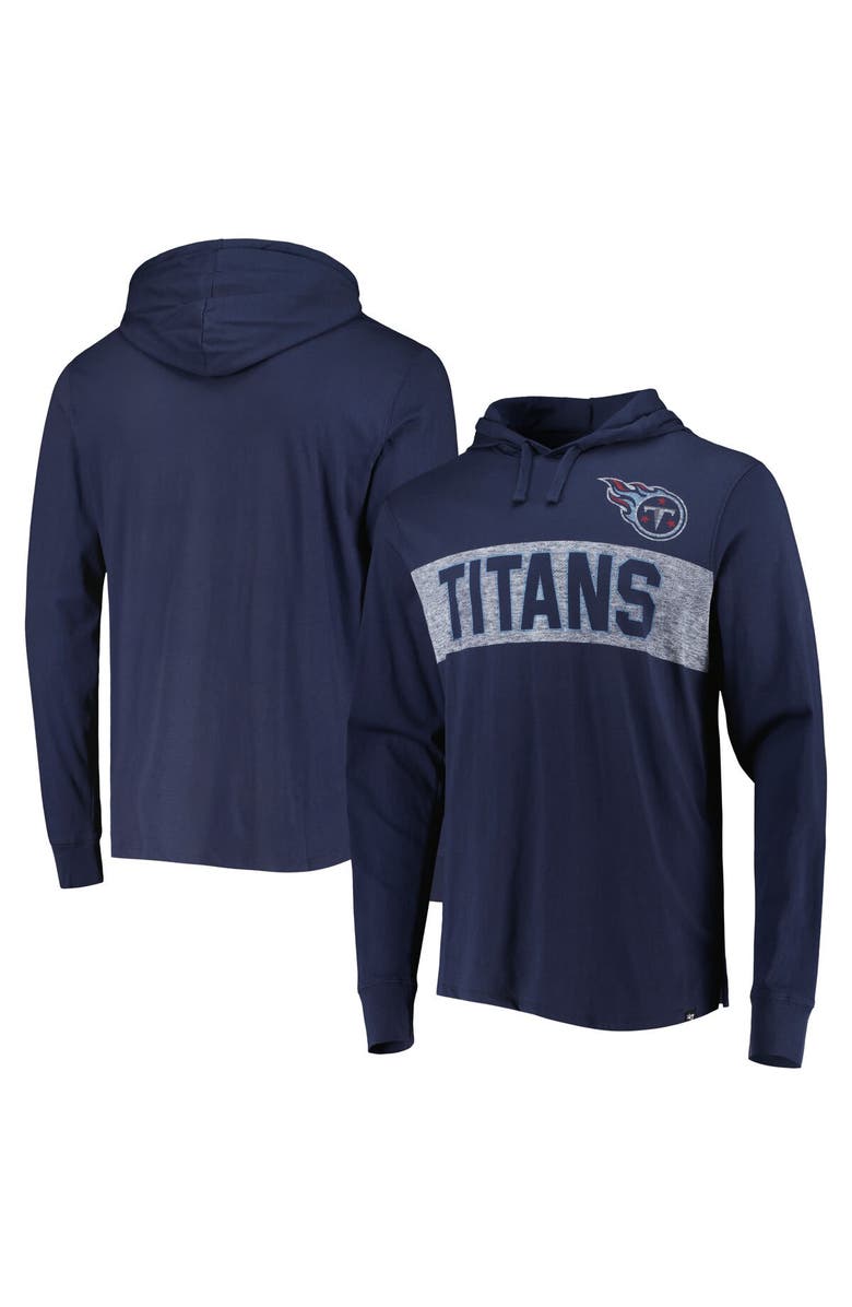 '47 Men's '47 Navy Tennessee Titans Field Franklin Hooded Long Sleeve T-Shirt, Main, color, Navy