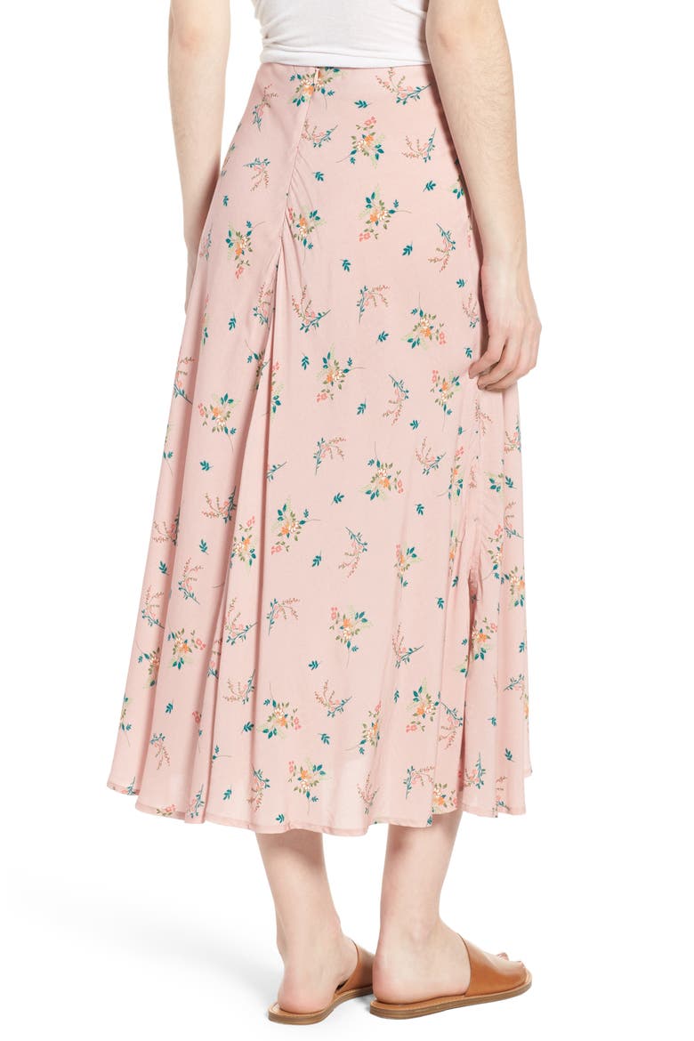 Floral Print Midi Skirt, Alternate, color, SWEET PEA