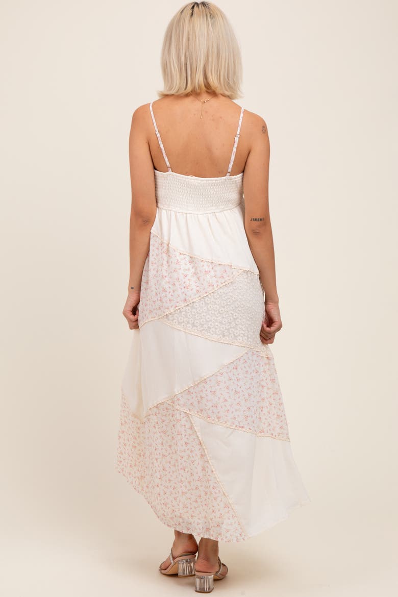 Floral Sweetheart Neck Midi Dress, Alternate, color, Cream
