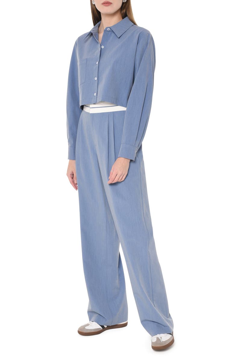 WAYF Preston Pleated Wide Leg Pants, Alternate, color, Chambray Blue