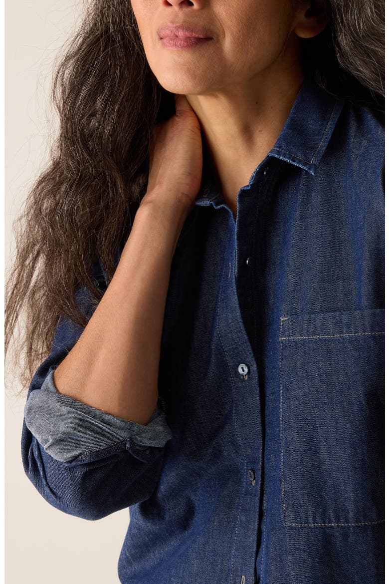 Classic Collar Organic Cotton Denim Button-Up Shirt, Alternate, color, DARK INDIGO