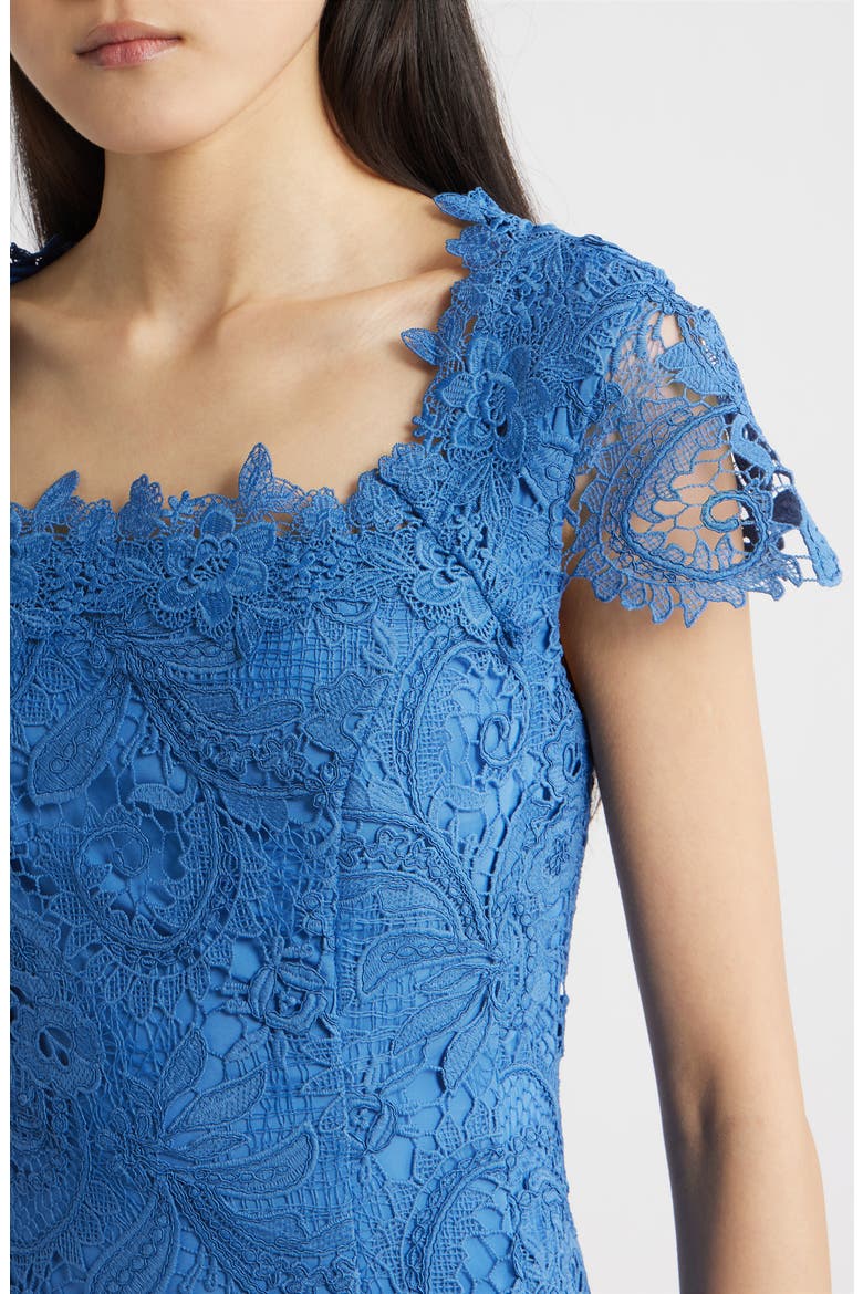 Corded Lace Cocktail Midi Dress, Alternate, color, RIVERSIDE BLUE
