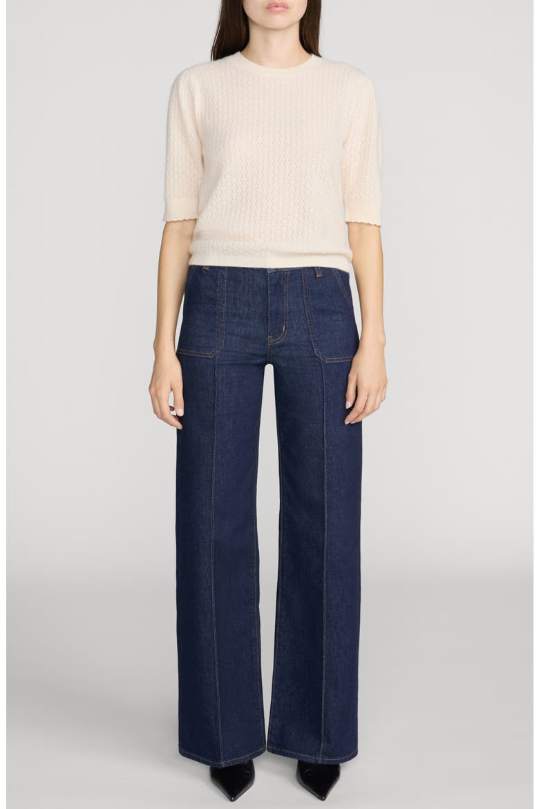 Le Pixie Slim Palazzo Pintuck Petite Wide Leg Jeans, Alternate, color, RINSE