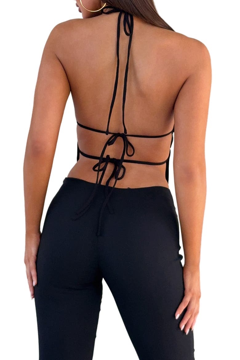 Marren Button Halter Top, Alternate, color, BLACK