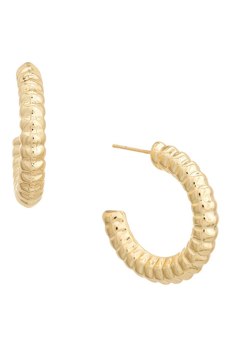 Textured Hoop Earrings, Main, color, YELLOW GOLD