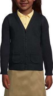 Lands' End School Uniform Girls Cotton Modal Button Front Cardigan Sweater