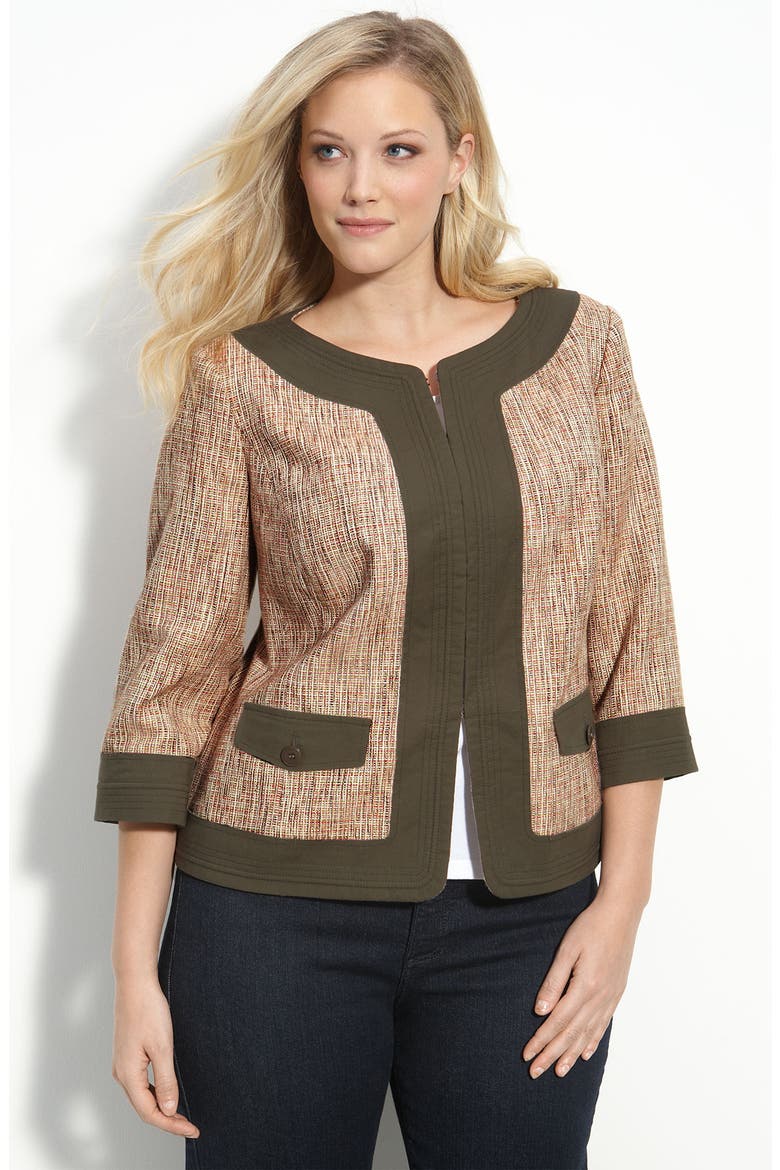 Contrast Trim Tweed Jacket, Main, color, SAFARI MULTI