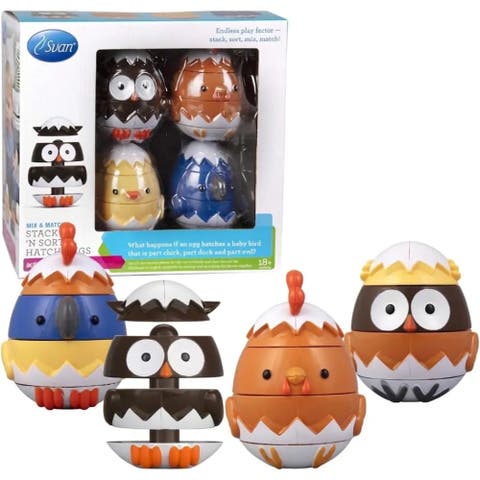 Egg Stacking & Sorting Animals, Mix & Match Adorable Hatching Friends- Building Toys - Chick, Owl, Duck & Bird