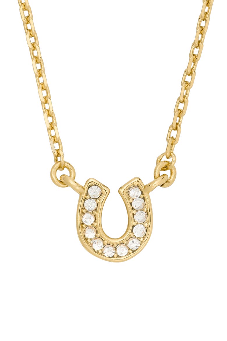 pavé horseshoe pendant necklace, Main, color, CLEAR/ GOLD