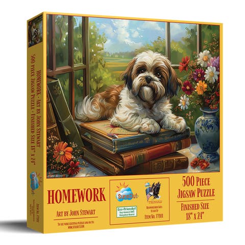 Homework Shih Tzu 500 piece Jigsaw Puzzle for Adults