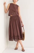 Nordstrom Schiffly Cotton Eyelet Midi Skirt