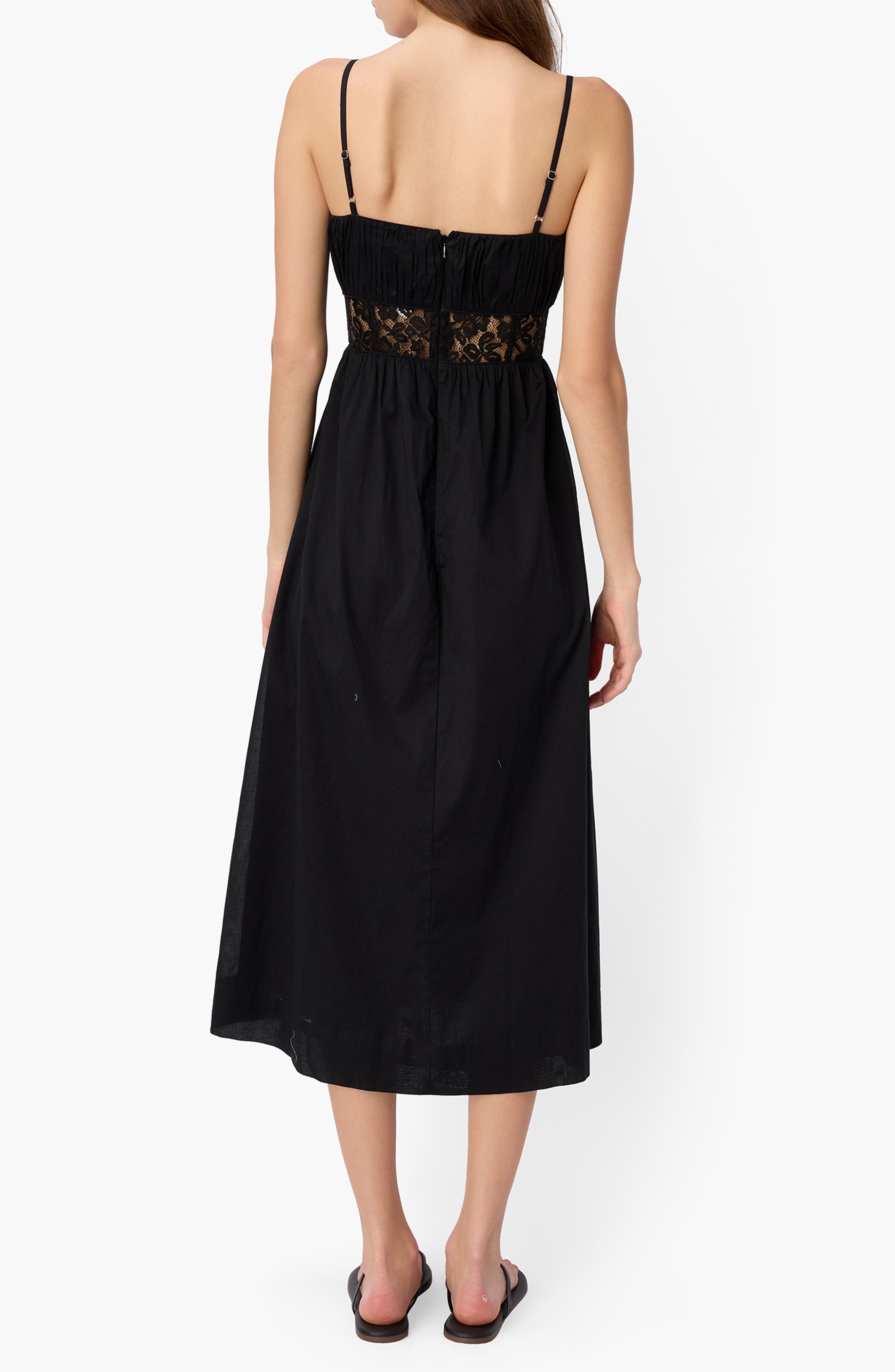 CAMI NYC Octavia Lace Inset Cotton Midi Dress (Women) | Nordstrom