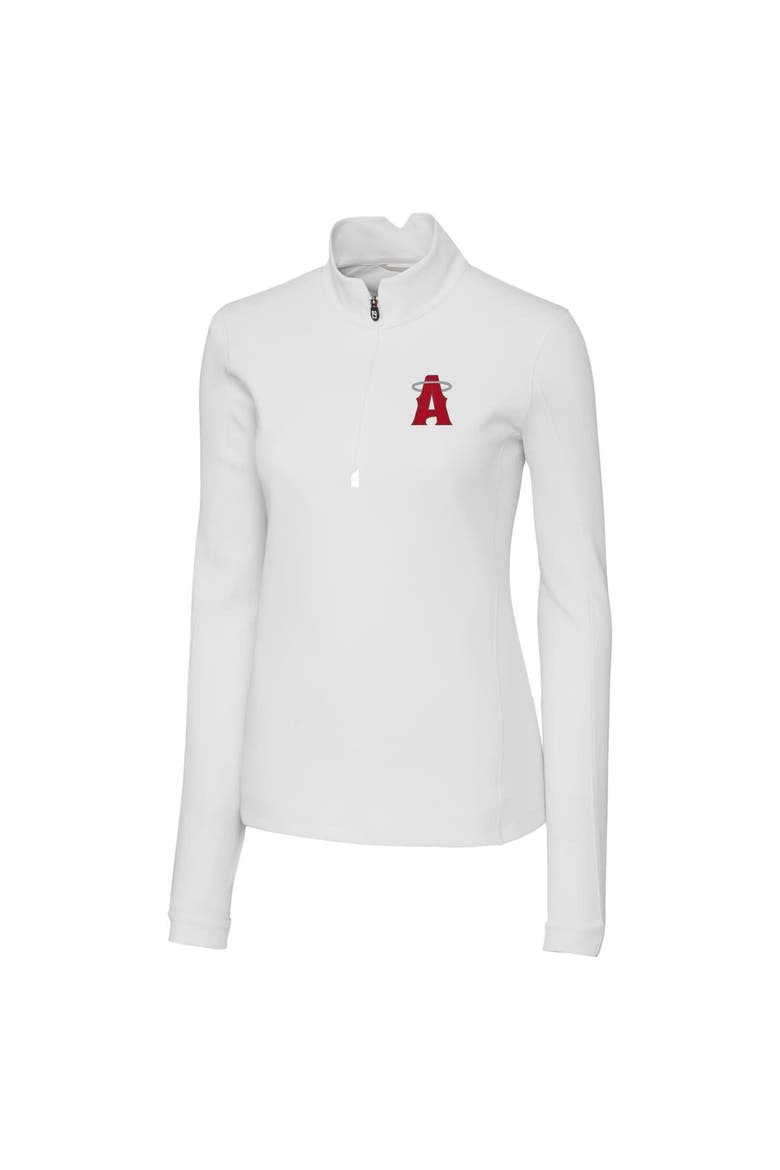 Women's Cutter & Buck White Los Angeles Angels City Connect Traverse Stretch Quarter-Zip Pullover Top, Alternate, color, White