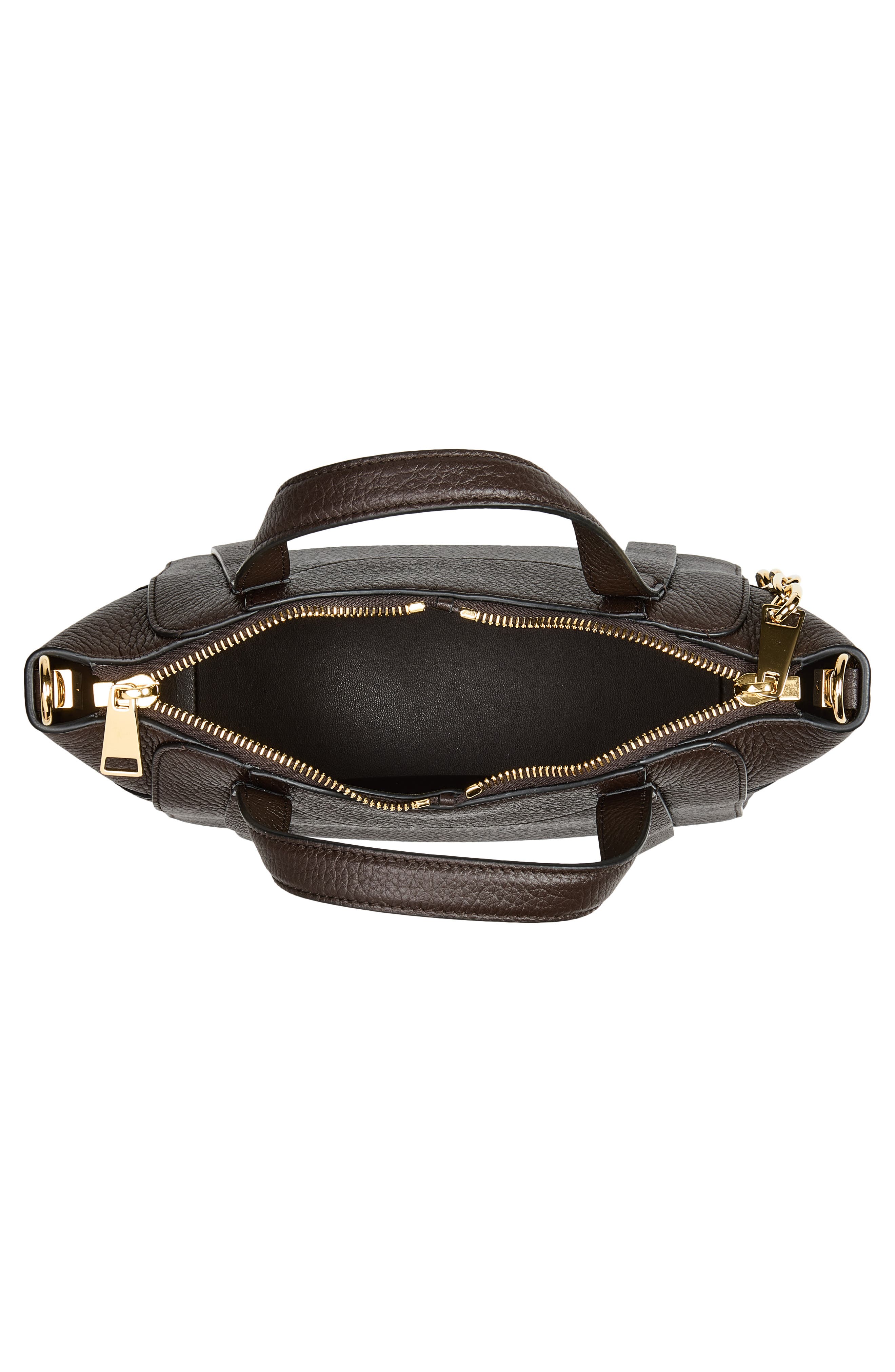 Small Snatch Chain Zip Handheld Bag, Alternate, color, CHOCOLATE