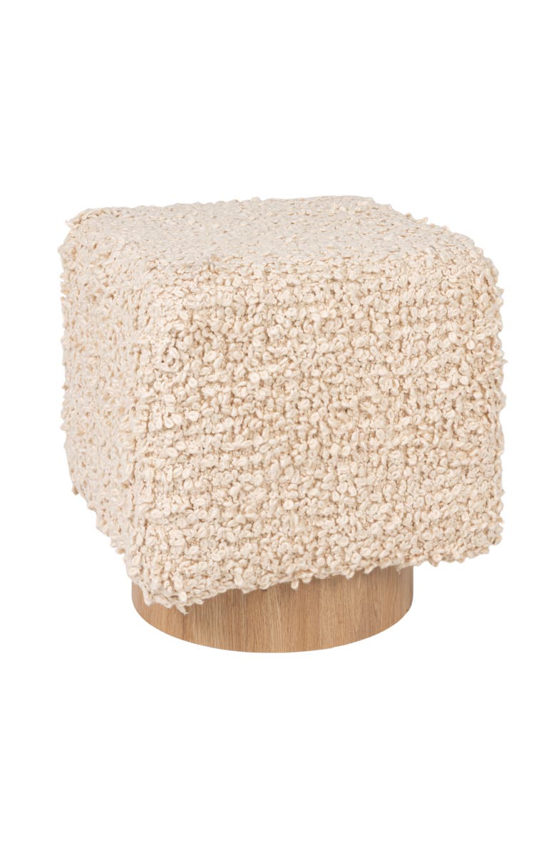 Olive Grove Woven Stool with Light Wood Base, Main, color, Cream