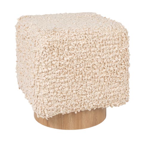 Woven Stool with Light Wood Base