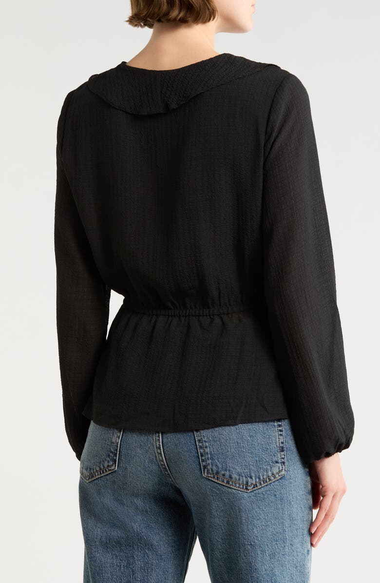 MAX STUDIO Ruffle Long Sleeve Faux Wrap Top, Alternate, color, Black