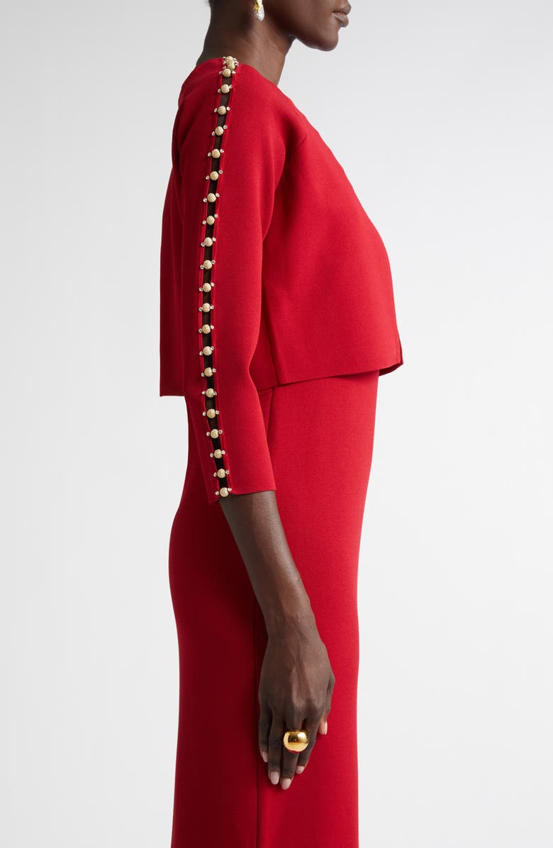 ST. JOHN Suspended Pavé Milano Knit Cardigan, Alternate, color, Haute Red