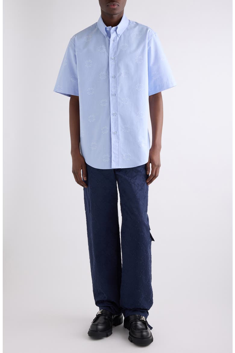 Custom Fit Monogram 72 Jacquard Button-Down Shirt, Alternate, color, BABY BLUE