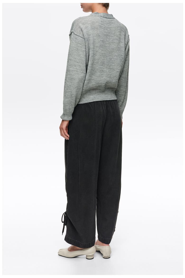 Ruched Denim Jogger Trousers, Alternate, color, WASHED BLACK