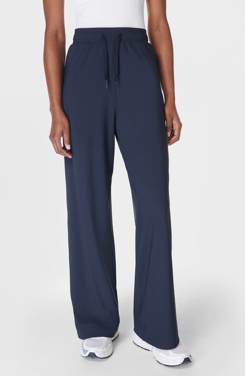 Sweaty Betty Explorer Wide Leg Track Pants, Main, color, Navy Blue