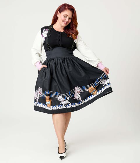 Plus Size Suspender Swing Skirt