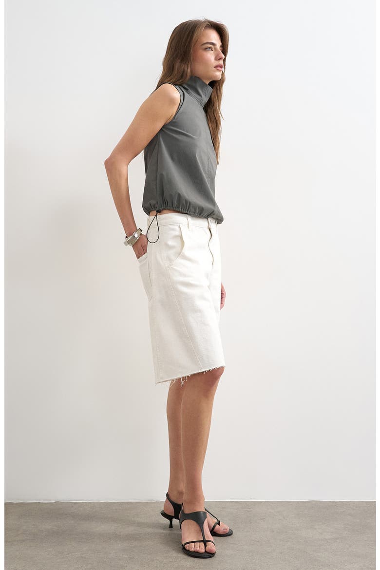 Barrel Leg Jeans Shorts, Main, color, MBLUE