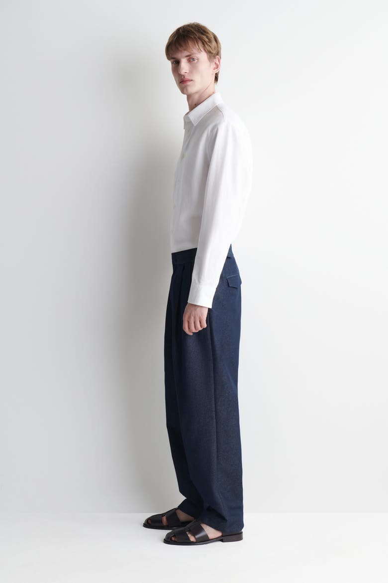 Denim-Effect Relaxed-Fit Tapered Pants, Alternate, color, INDIGO